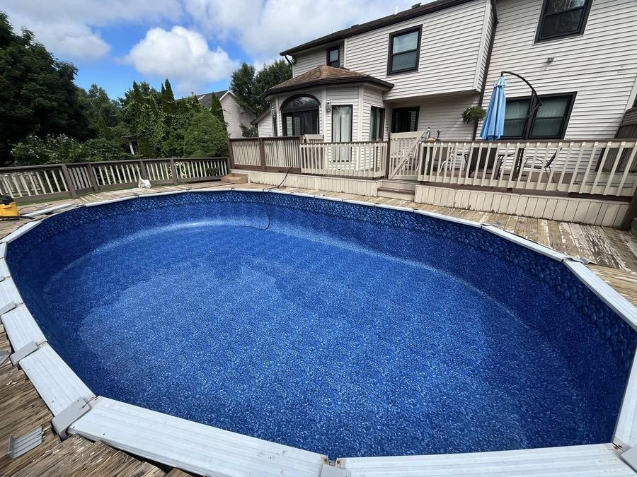 After liner replacement in the Rochester, NY area: a new patterned liner, smooth and tight