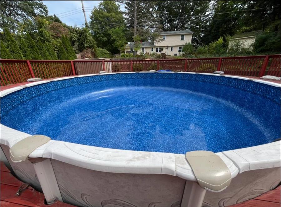 After liner replacement in the Rochester, NY area: a new liner fitted and filling